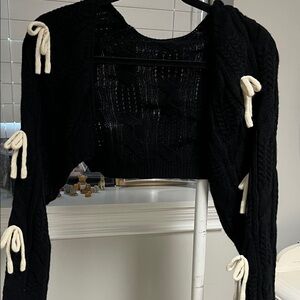 Commense Black Sweater with Cream Ties